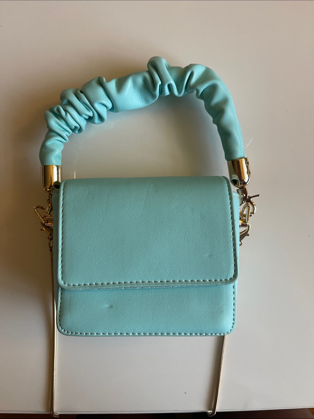 Mint Green Mini Crossbody Bag with Scrunch Handle